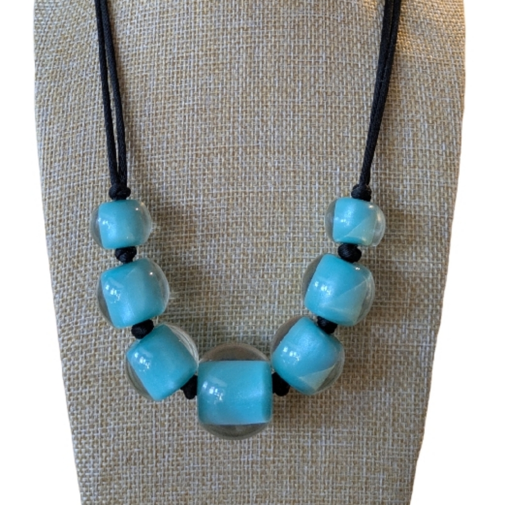 Zsiska Beaded Resin Necklace, Turquoise